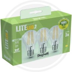 LAMPADA A LED GOCCIA CON FILAMENTO "FILED" CF. 3 PZ. BEGHELLI