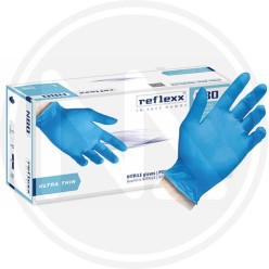 GUANTI MONOUSO IN NITRILE BLU SENZA POLVERE "Reflexx N80B"