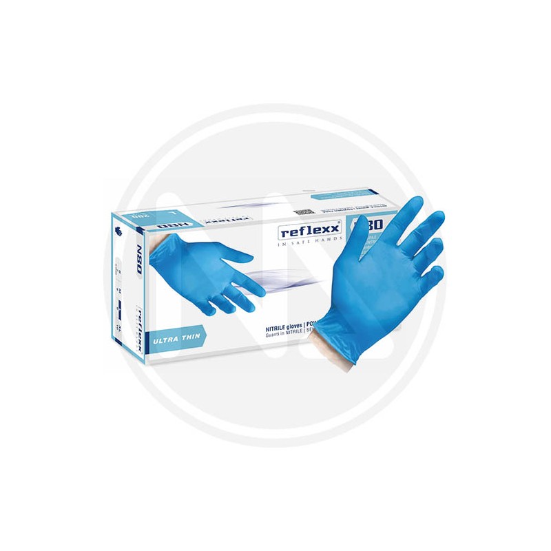 DISPOSABLE BLUE NITRILE GLOVES WITHOUT POWDER "Reflexx N80B"
