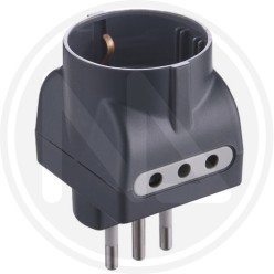 TRIPLE ADAPTER 10A GRAY SCHUKO SOCKET