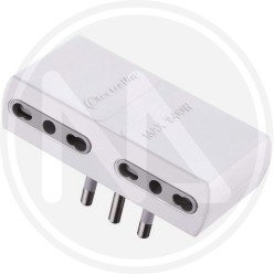 ADATTATORE QUADRUPLO PIATTO PRESA 10/16A bianco