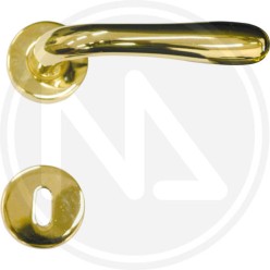BRASS DOOR HANDLE SHINY GOLD "AMALFI" WITH WASHER