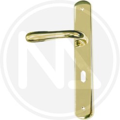 BRASS DOOR HANDLE SHINY GOLD "AMALFI" WITH PLATES