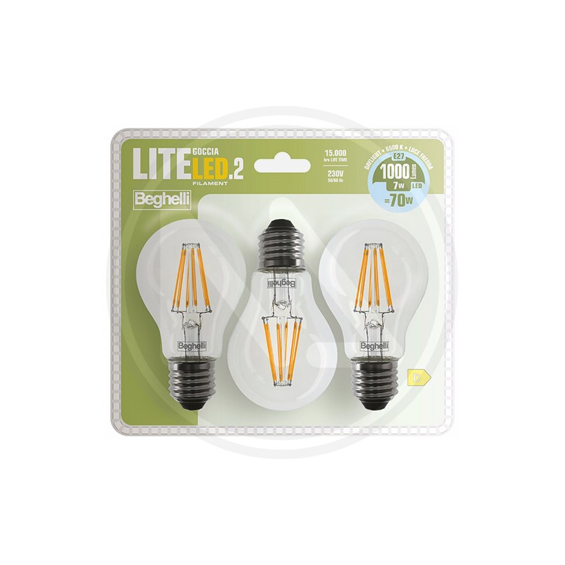 DROP LED FILAMENT LAMP "LITELED.2" CF. 3 PCS. BEGHELLI*