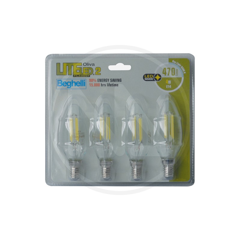 OLIVE LED FILAMENT LAMP "LITELED.2" CF. 4 PCS. BEGHELLI