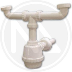 FLASK TRAP FOR SINK in 2-WAY polypropylene