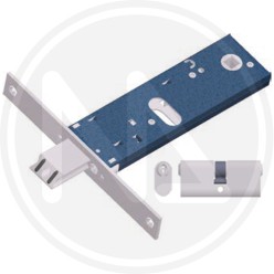 LOCK FOR BANDS WITH CYLINDER 54 mm AND ADJUSTABLE LATCH OMEC