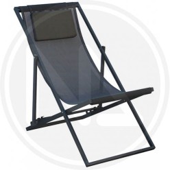 ANTHRACITE ALUMINUM DECKCHAIR WITH CUSHION