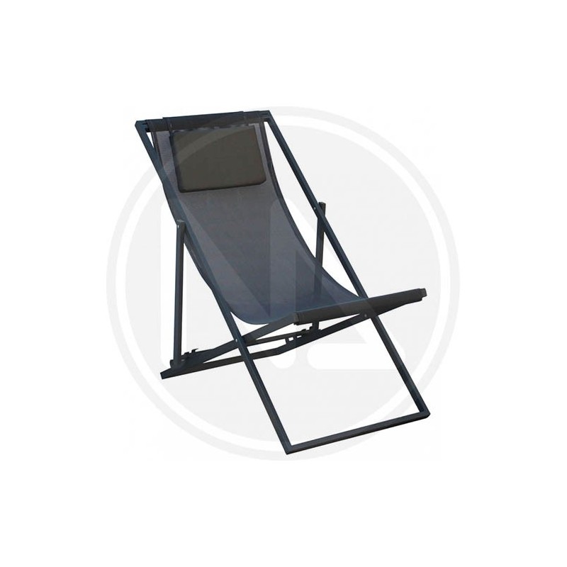 ANTHRACITE ALUMINUM DECKCHAIR WITH CUSHION