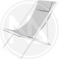 LIGHT GREY ALUMINUM DECKCHAIR WITH CUSHION
