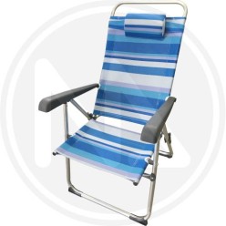 ALUMINIUM DECKCHAIR WITH ARMRESTS AND FOLDING CUSHION blu "GIULIA"