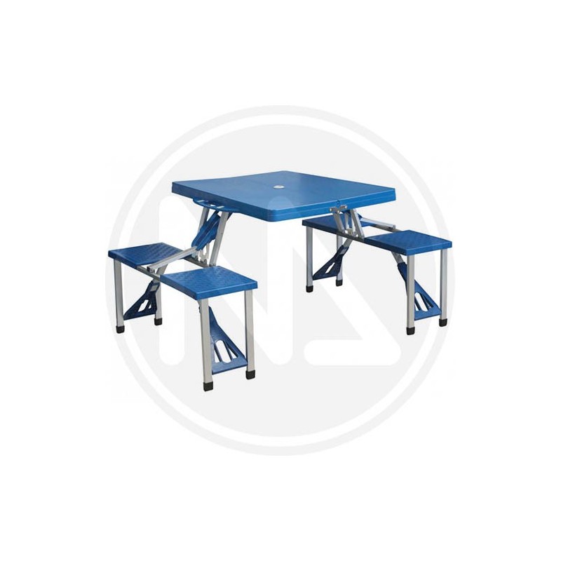 SET TAVOLO+SEDIE PIEGHEVOLI ALLUMINIO BLU