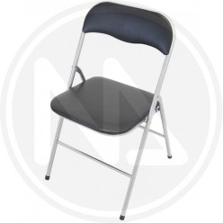 SEDIA PIEGHEVOLE in ACCIAIO e PVC NERO