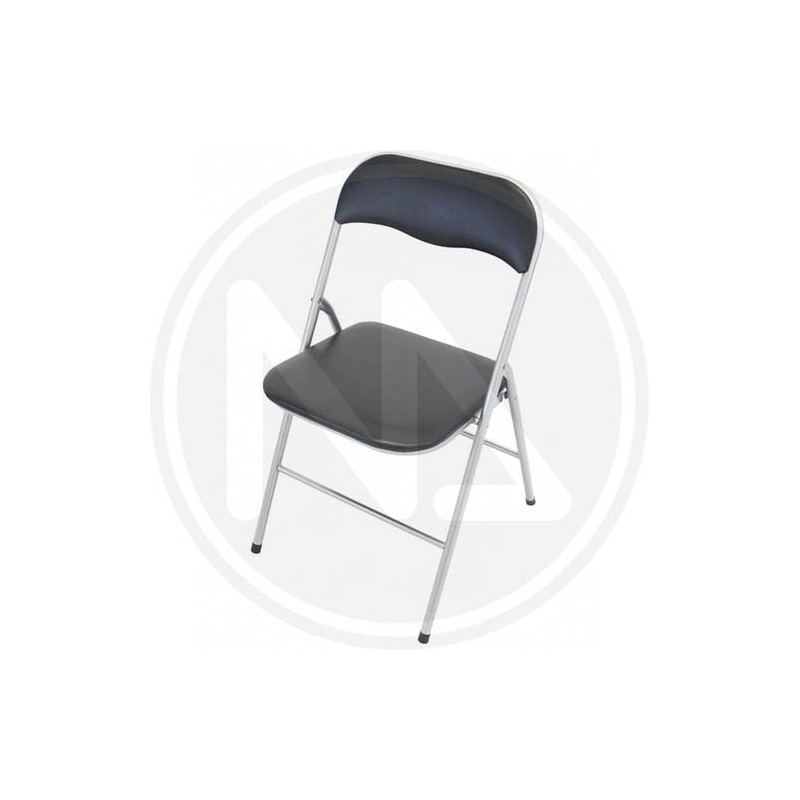 SEDIA PIEGHEVOLE in ACCIAIO e PVC NERO