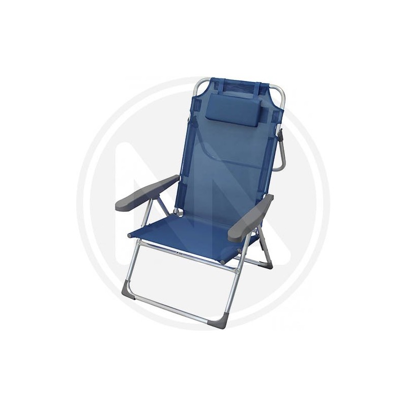 aluminium blu chair with cushion and arms