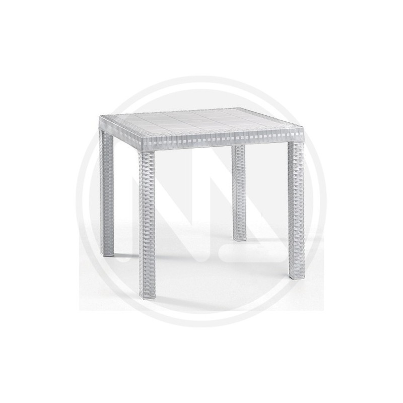 WHITE SQUARE RESIN TABLE "SATURNO"