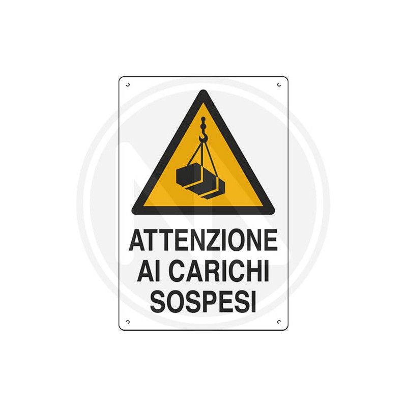 CARTELLO SEGNALETICA CANTIERE "CARICHI SOSPESI" CM 40x60