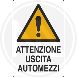 CARTELLO SEGNALETICA CANTIERE "USCITA AUTOMEZZI" CM 40x60
