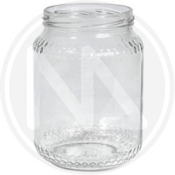 GLASS HONEY JAR WITH WHITE CAP