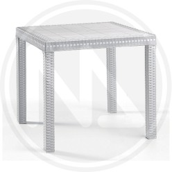 WHITE SQUARE RESIN TABLE "SATURNO"