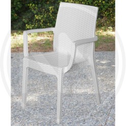 WHITE RESIN RATTAN STYLE ARMCHAIR "DAFNE"
