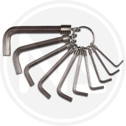 CHIAVI maschio ESAGONALI IN SERIE 10 pz. con anello maurer