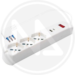 MULTIPRESA 3 SCHUKO + 2 USB MAURER