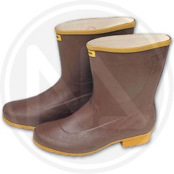 short brown rubber boots