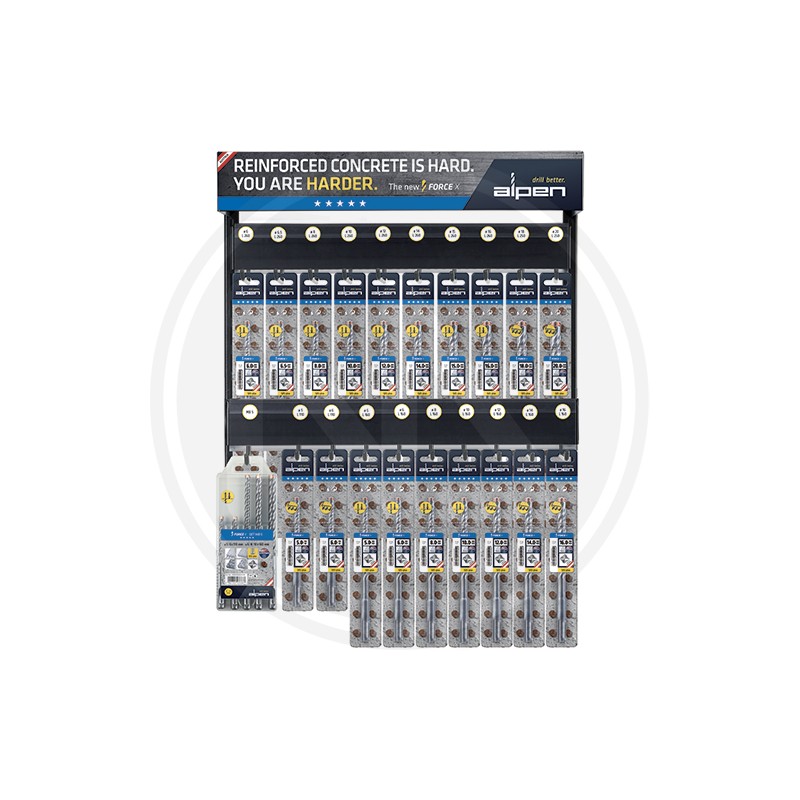 PUNTE in espositore SDS-PLUS "FORCE X" alpen (MODULO 51)