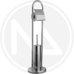 PIANTANA PORTAROTOLO+SCOPINO PER BAGNO IN ACCIAIO INOX "AQUA" MAURER