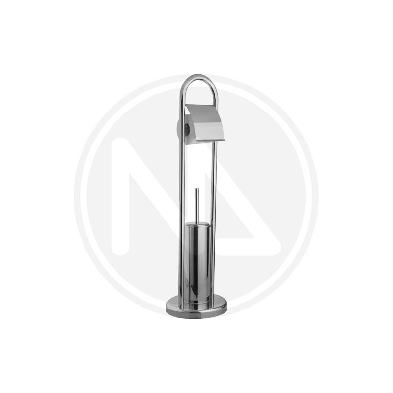 PIANTANA PORTAROTOLO+SCOPINO PER BAGNO IN ACCIAIO INOX "AQUA" MAURER