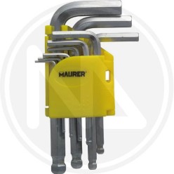 CHIAVI maschio ESAGONALI IN SERIE 9 pz. a sfera maurer