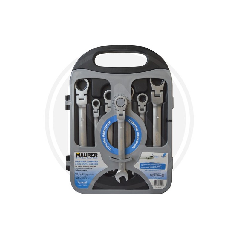 RATCHET WRENCHES 7 PCS series TILTING JOINT HEAD MAURER plus RATCHET WRENCHES 7 PCS series TILTING JOINT HEAD MAURER plus