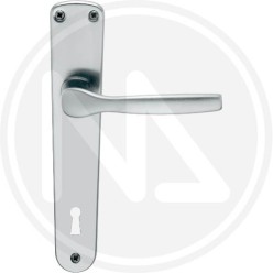 satin silver door handle "GINEVRA" WITH plaque