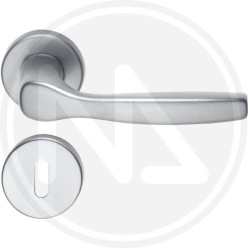 SATIN SILVER "GINEVRA" DOOR HANDLE WITH ROSETTE