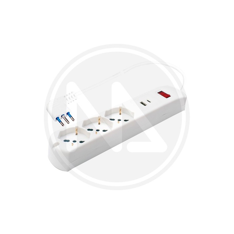 MULTIPRESA 3 SCHUKO + 2 USB MAURER