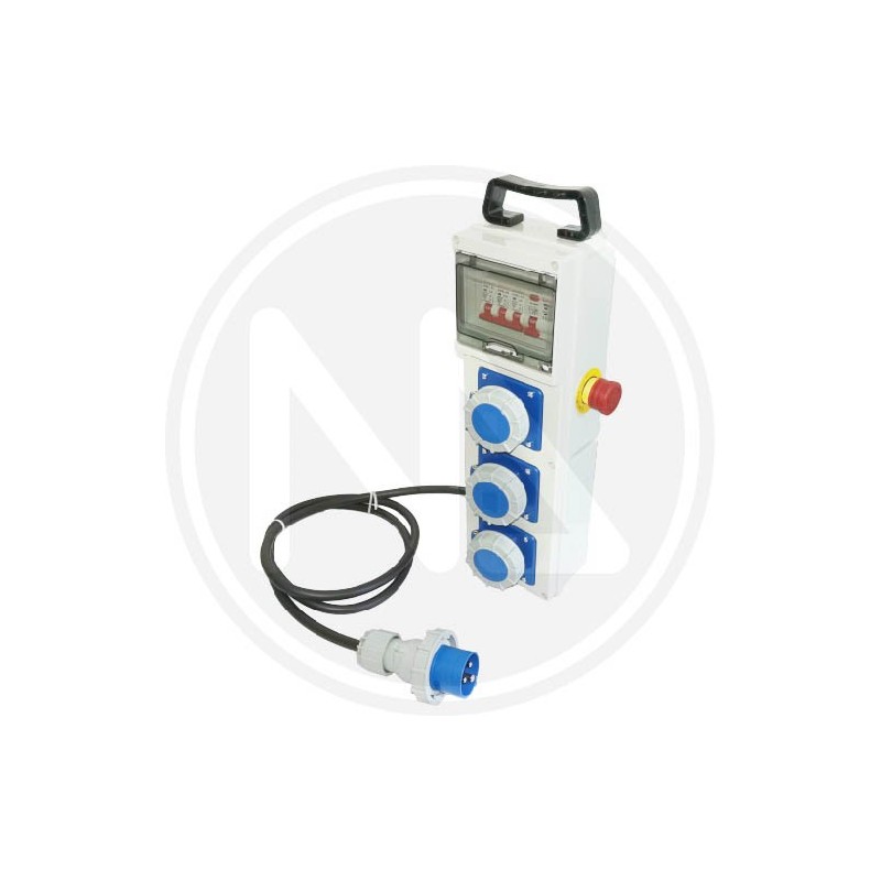 QUADRO ASC CANTIERE 3 PRESE + PULSANTE EMERGENZA MAURER PLUS